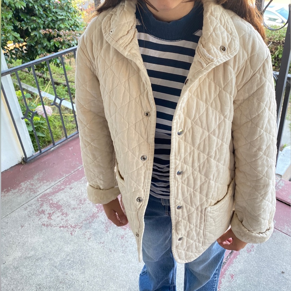 Utility canvas wear quilted coat - natural